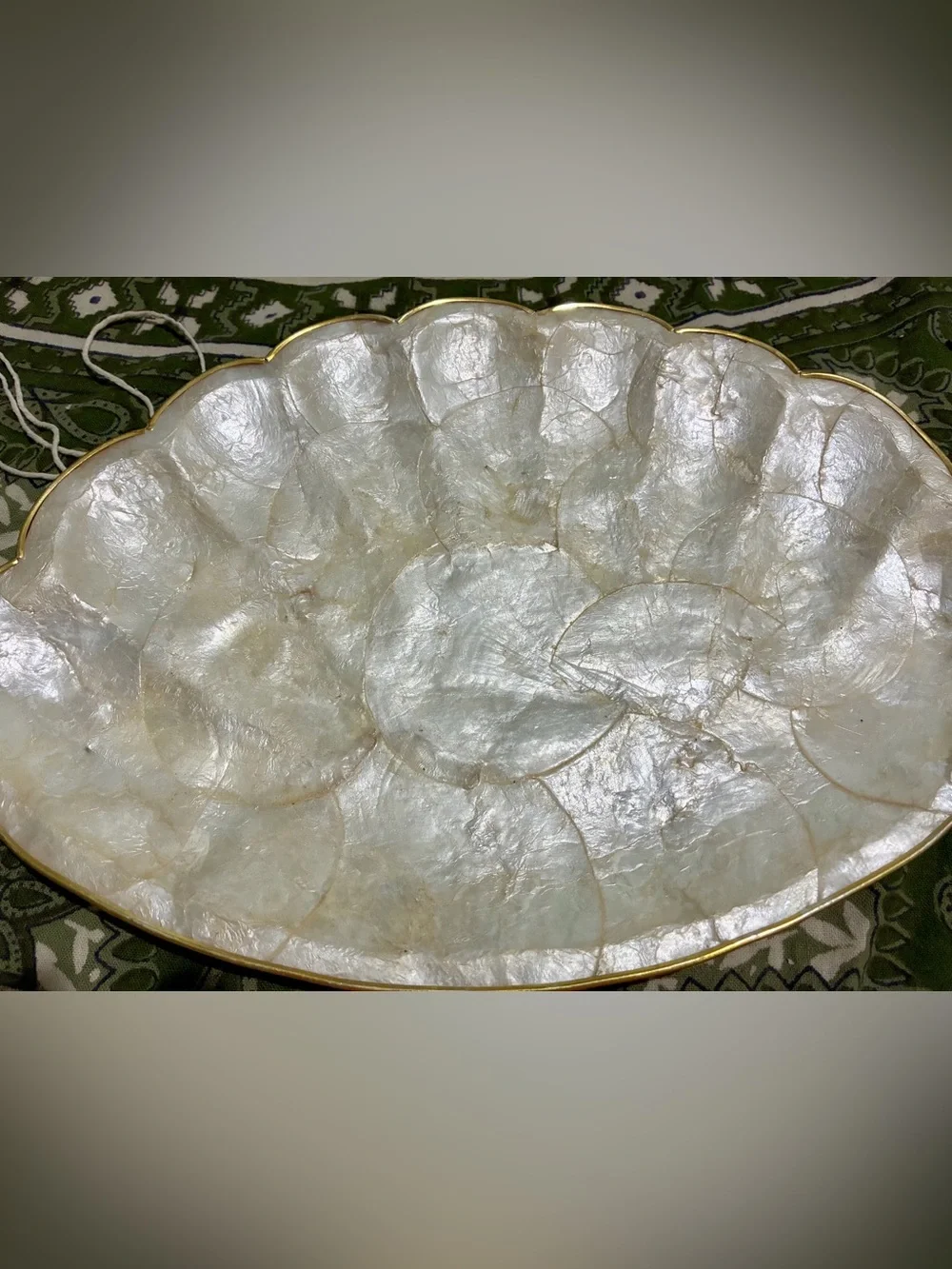 Vintage MCM Capiz Shell Tray made in Philippines 1960-70s. Some wear shown. GUC
